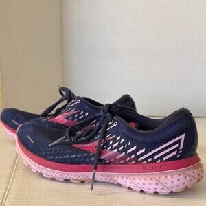 Brooks Ghost 13 Running Shoes Women's Size 9 Blue Pink Lace up Athletic Sneakers